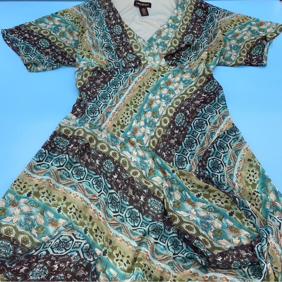 Lane Bryant Floral V-Neck Faux Wrap Midi Dress Blue 16 - Picture 8 of 11